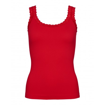 Tim&Simonsen Frida Rib Top - Rød rib top med blonde 217 Rosso