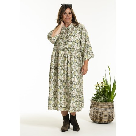 Gozzip GAnn-Louise Dress - Grøn printet kjole G252051 Green Print