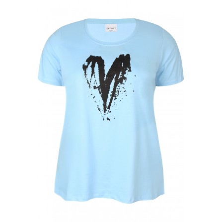 Zhenzi Fenn 713-T-shirt S/S - Blå t-shirt med print 200713 Blue Bell