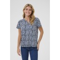 Kaffe Kabella Jersey Blouse - Sort/blå printet t-shirt 10508467 Black/Blue Graphic Dot