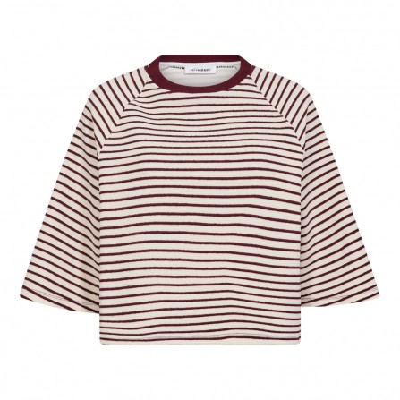 Co'Couture ErinCC Stripe Tee - T-shirt med bordeaux striber 33130 WhiteBurgundy