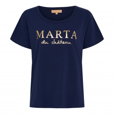 MARTA MdcJeanette Tee - Mørkeblå T-shirt med guld tryk MT-002-S Navy Blue