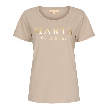 MARTA MdcJeanette Tee - Sandfarvet T-shirt med guld tryk MT-002-S Sand
