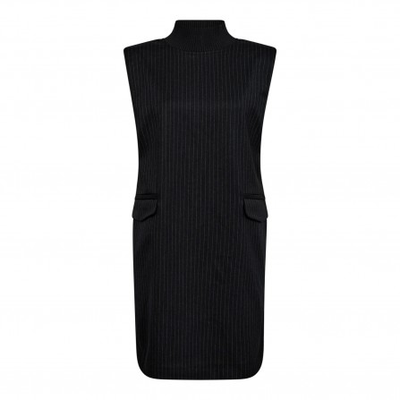 Co'Couture IdaCC Pin Rib Turtleneck Dress - Stribet kjole 36308 Dark Grey