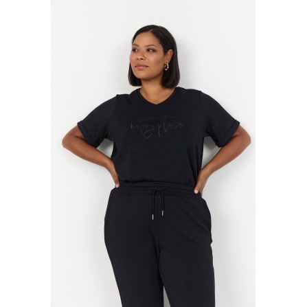 Wasabi WA-SABINA 38 Sort t-shirt med skrift på fronten W20348 Black