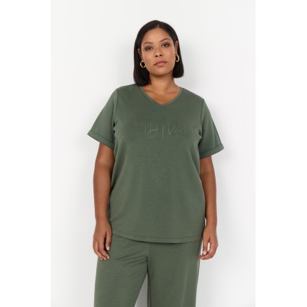 Wasabi WA-SABINA 38 - Grøn t-shirt med skrift på fronten W20348 Thyme