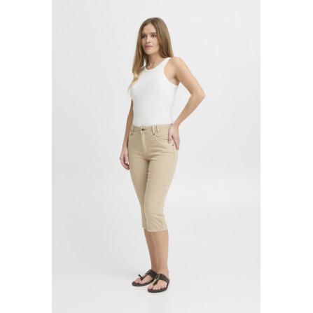 Pulz PZROSITA HW Capri - Sandfarvede capri bukser 50208876 White Pepper