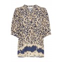 Pulz PZGLORIA 1/2 Sl. Blouse - Blue leopard print 50208948 Brown Animal Print