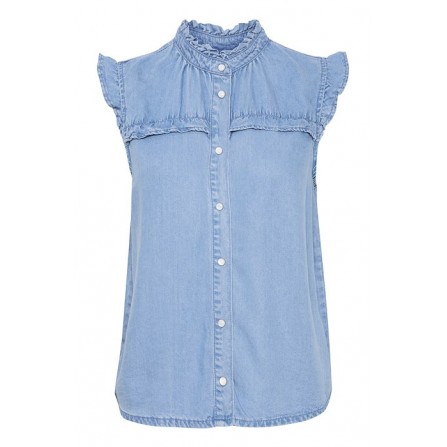 Pulz PZBEVERLY Top - Lyseblå top 50208974 Light Blue Denim