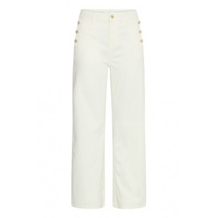 Pulz PZMAEVE UHW Twill Pant Wide Leg - 50209012 Blanc de Blanc