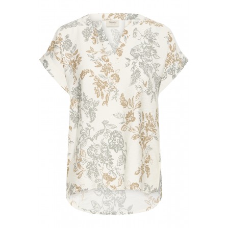 Fransa FRTINE BL 2 - Grøn blomstret bluse 20615566 Whisper White W. Agave Green