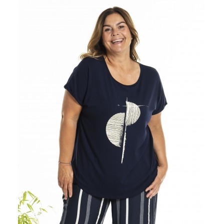 Gozzip GGitte T-shirt v/print - Marineblå t-shirt G253023 Navy
