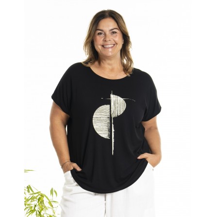 Gozzip GGitte T-shirt v/print - Sort t-shirt G253023 Black