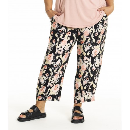 Gozzip GIla pants - Sort/koral printet buks G253011 Black Printed