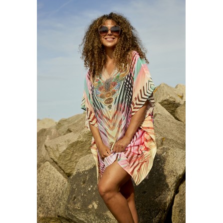Zhenzi Zh-Myri 860-Beach Cover S/S - Pink strandkjole 200860 Rasberry