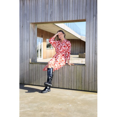 Black Colour BCLUNA POCKET SHIRT DRESS - Rød printet skjorte kjole 39190 Urban Red