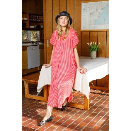 Black Colour BCMOLLY S/S DRESS - Rød stribet kjole 40870 Red Stripe