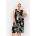 Wasabi WA-MEDINE 3 - Sort/grøn printet kjole W10410 Black Combi