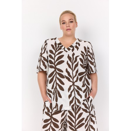 Wasabi WA-MARTA 1 - Bluse med blad print WA10421 Hot Fudge Combi