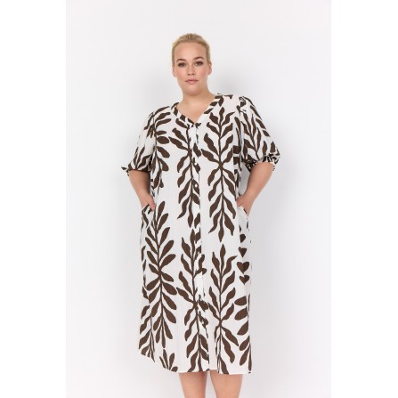 Wasabi WA-MARTA 8 - Kjole med blad print WA10424 Hot Fudge Combi