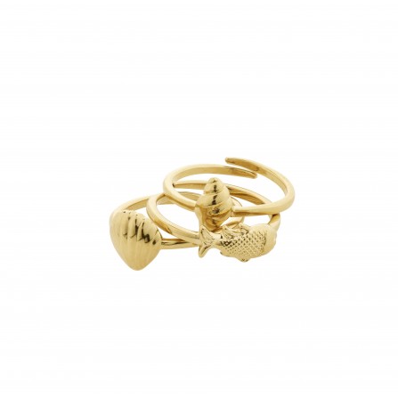 Pilgrim BREEZE ringe 3-i-ét sæt 152522004 Guldbelagt