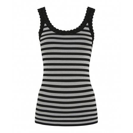 Tim&Simonsen ISA stripe rib top - Sort/hvid stribet top TS1CS276 Nero-bianco