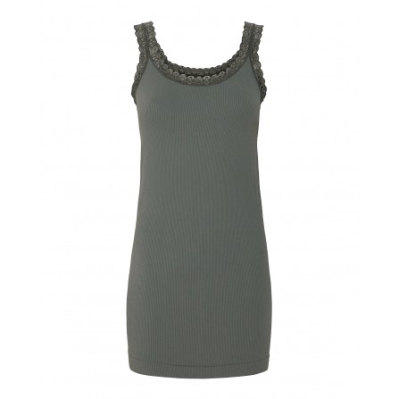 Tim&Simonsen Frida Rib Top Plus - Oliva rib top med blonde H5-202xPlus Oliva