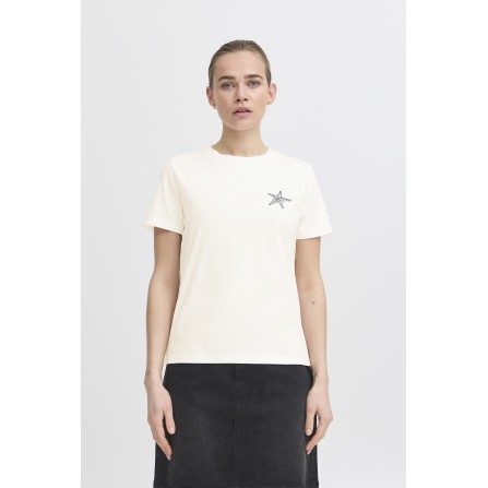 ICHI IHCAMINO SS27 - Hvid t-shirt med søstjerne 20123353 Cloud Dancer w.