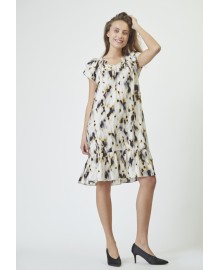 Co' Couture SunriseCC Crop Elisa Dress - Sort/gul printet kjole 36469 Bone