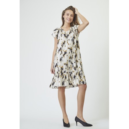 Co' Couture SunriseCC Crop Elisa Dress - Sort/gul printet kjole 36469 Bone