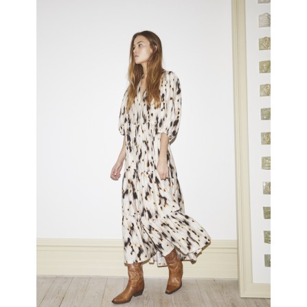 Co'Couture ElisaCC Floor Dress - Sort/gul printet lang kjole 36467 Bone