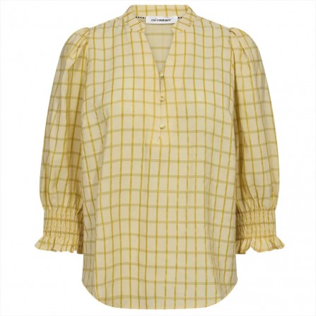 MangoCC Check SS Blouse - Gul ternet bluse 35937 Pastel Yellow
