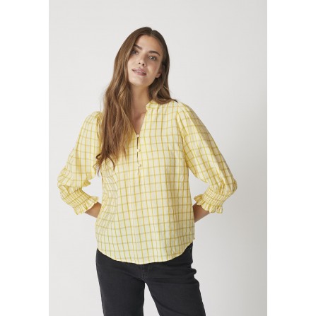 MangoCC Check SS Blouse - Gul ternet bluse 35937 Pastel Yellow