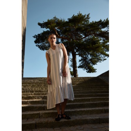 Pulz PZMILLE Dress - Stribet kjole med lurex tråd fra Pulz 50208999 Peachskin YD
