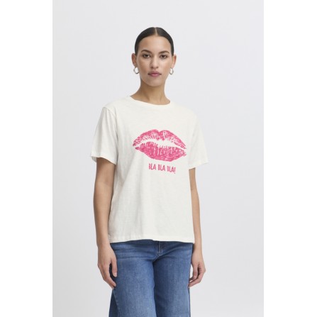 ICHI IHPAIA SS - T-shirt med kys 20123346 Cloud Dancer