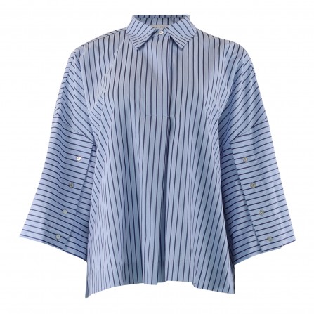 CONTINUE Klara shirt - Blå stribet skjorte 14777 Blue Navy Stripe