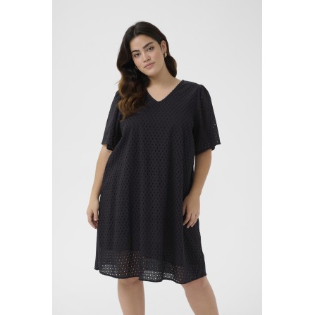 Kaffe Curve KCrubia Dress - Kjole med hulmønster 10583198 Black Deep