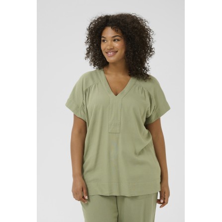Kaffe Curve KCmille Wing SL Blouse - Grøn bluse 10583097 Oil Green