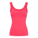 Tim&Simonsen Frida Rib Top - Neon Coral rib top med blonde 217 Scarletto
