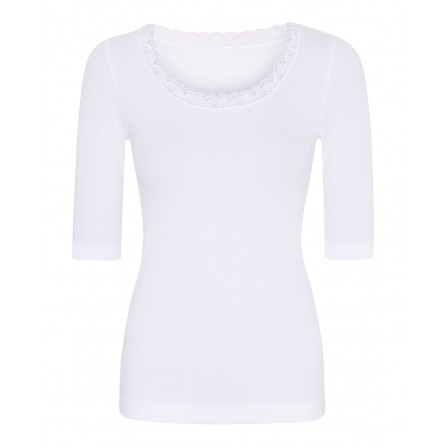Tim&Simonsen Frida Top SS - Kortærmet rib top H5-668 Bianco