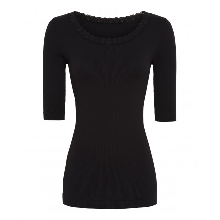 Tim&Simonsen Frida Top SS - Kortærmet rib top H5-668 Nero