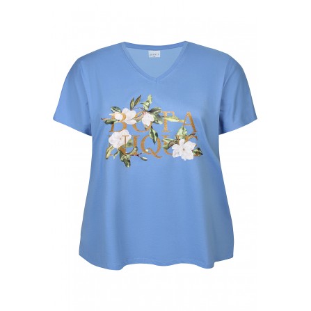 Zhenzi Zh-Leia 803-T-shirt - Blå T-shirt med print 200803 Cornflower blue