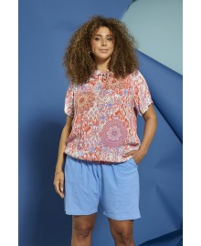 Zhenzi Zh-Lyne 830-Blouse S/S - Koral printet bluse 200830 Coral Poppy