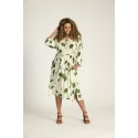 Zhenzi Tess 1233 - Offwhite kjole med grønne blade 201233 Palm Leaf