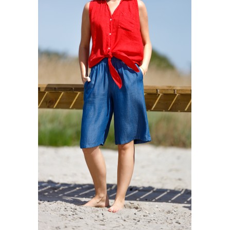 Black Colour BCPUEBLO TENCEL SHORTS - Lang shorts 40906 Jeans Blue