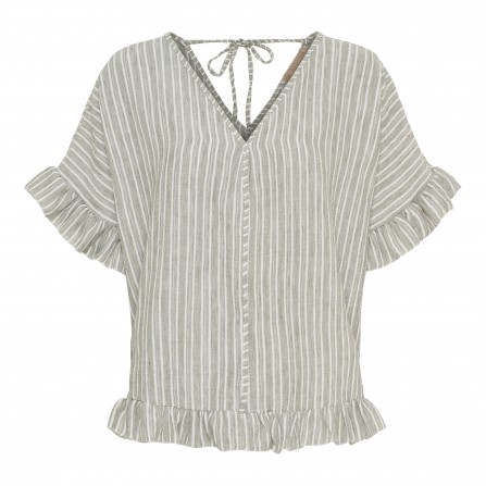 Marta MdcMatilda Top - Grøn stribet bluse 8464 Military