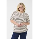 Kaffe Curve KCWinni 1/2 Sleeve T-shirt - Bordeaux/hvid stribet t-shirt 10582376 Ant White/Fudge Stripe