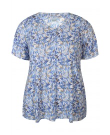 Zhenzi Zh-Sylva 810-Blouse S/S - Blå printet bluse 200810 Cornflower blue