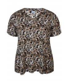 Zhenzi Zh-Sylva 810-Blouse S/S - Sort printet bluse 200810 Black