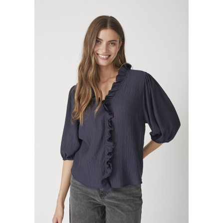 Co'Couture AnikaCC Frill SS Shirt - Marineblå skjorte 35905 Navy